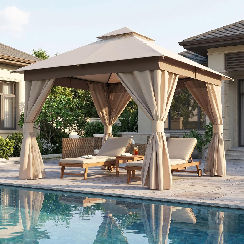 12x12 Metal Frame Gazebo Canopy Tent T130294