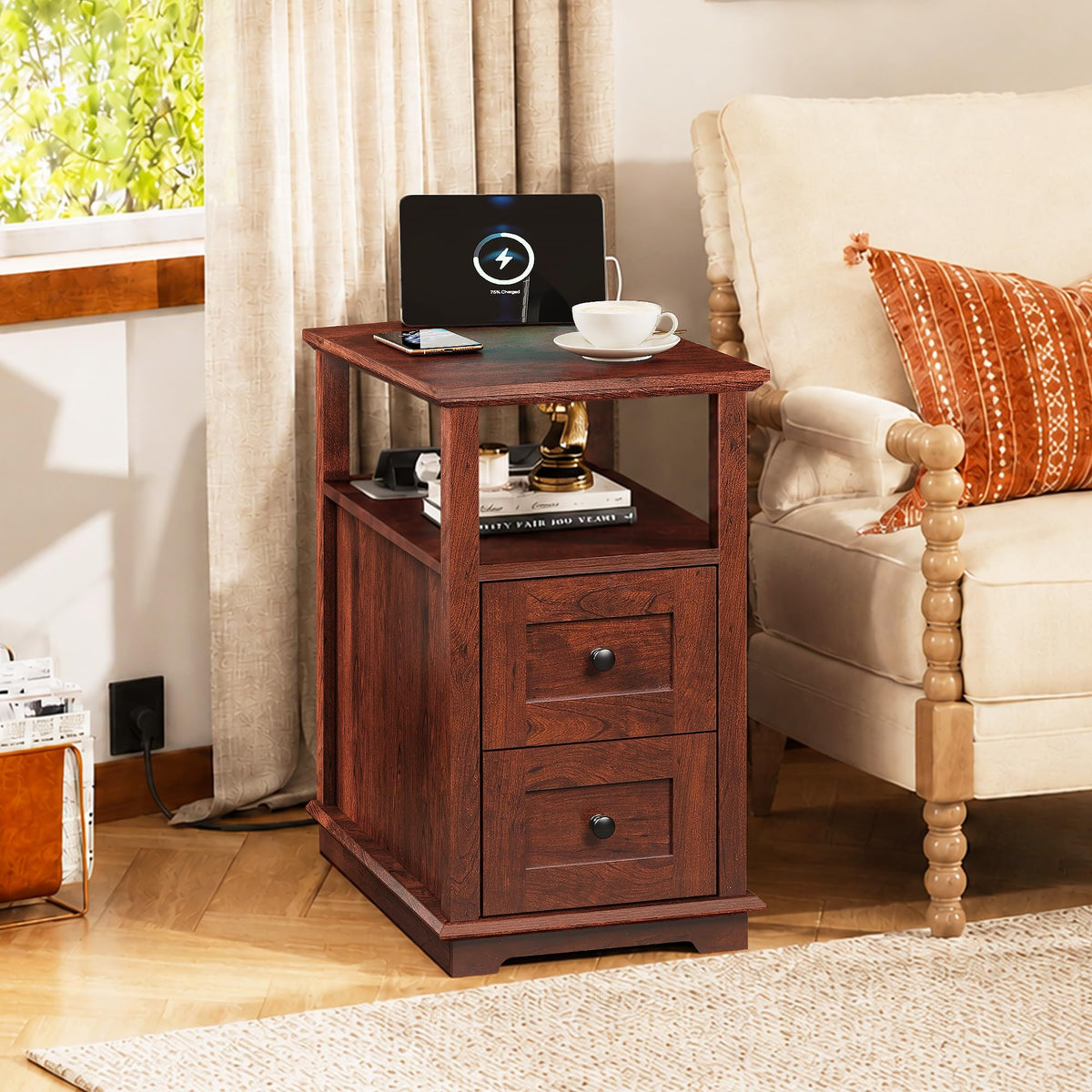 End Table with Charging Station & 2 Drawers H469343