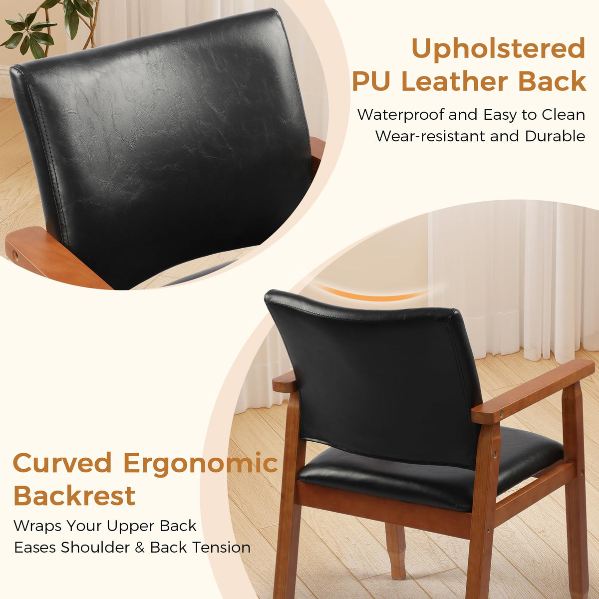 Black PU Leather Dining Chairs Set of 4 M271204