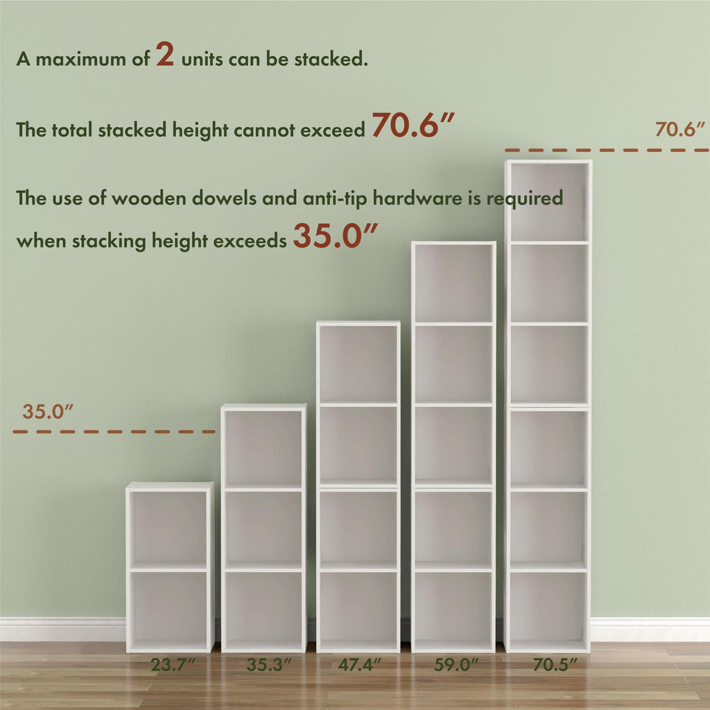 Black 4-Cube Stackable Wood Storage Organizer Shelves Y757