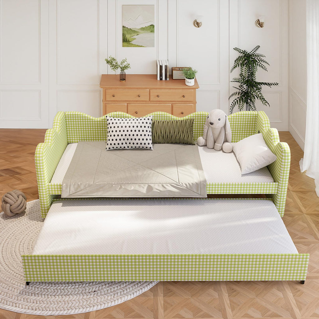 Twin Size Upholstered Daybed with Pop Up Trundle Q9329