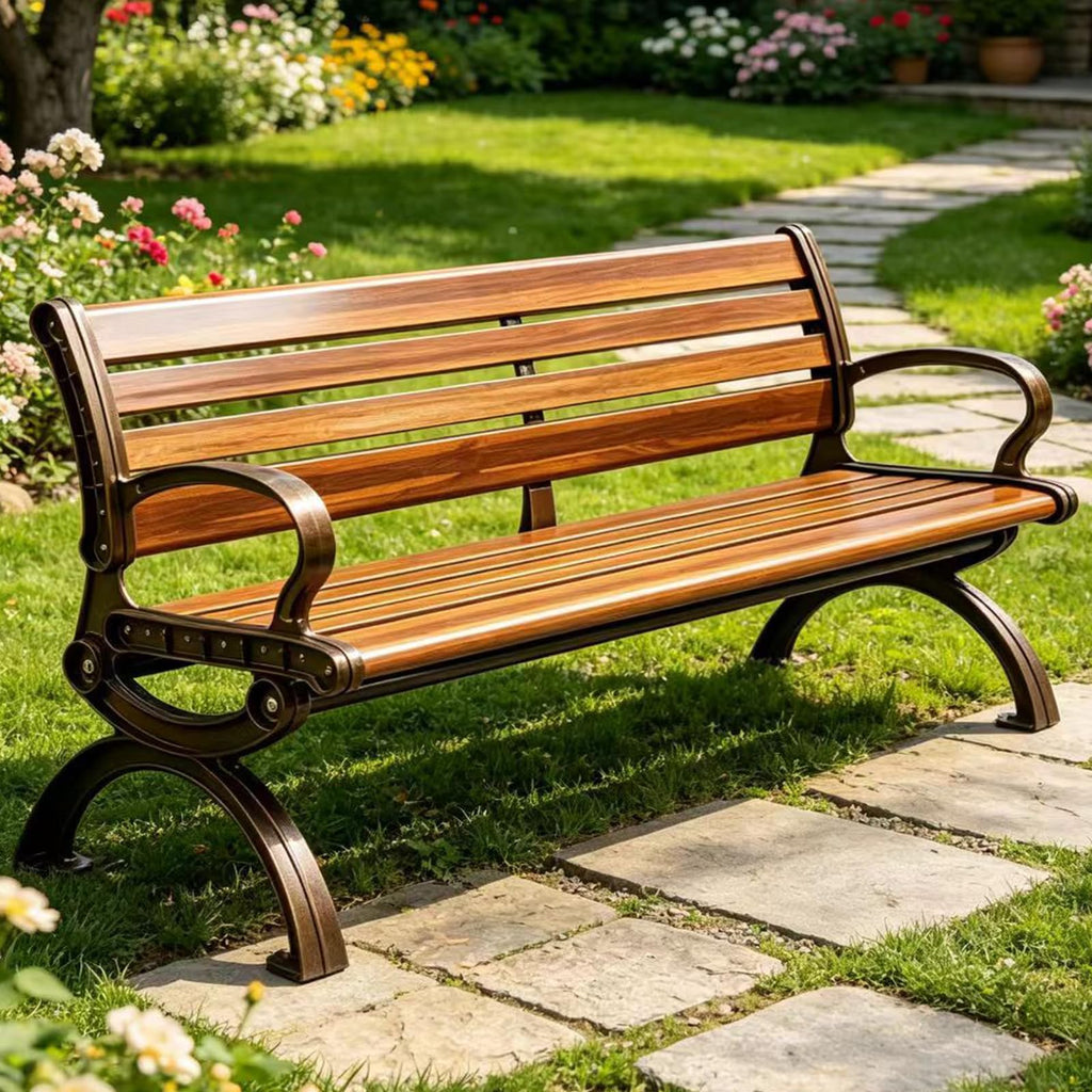 70" Aluminum Alloy Outdoor Bench with Armrest J772251