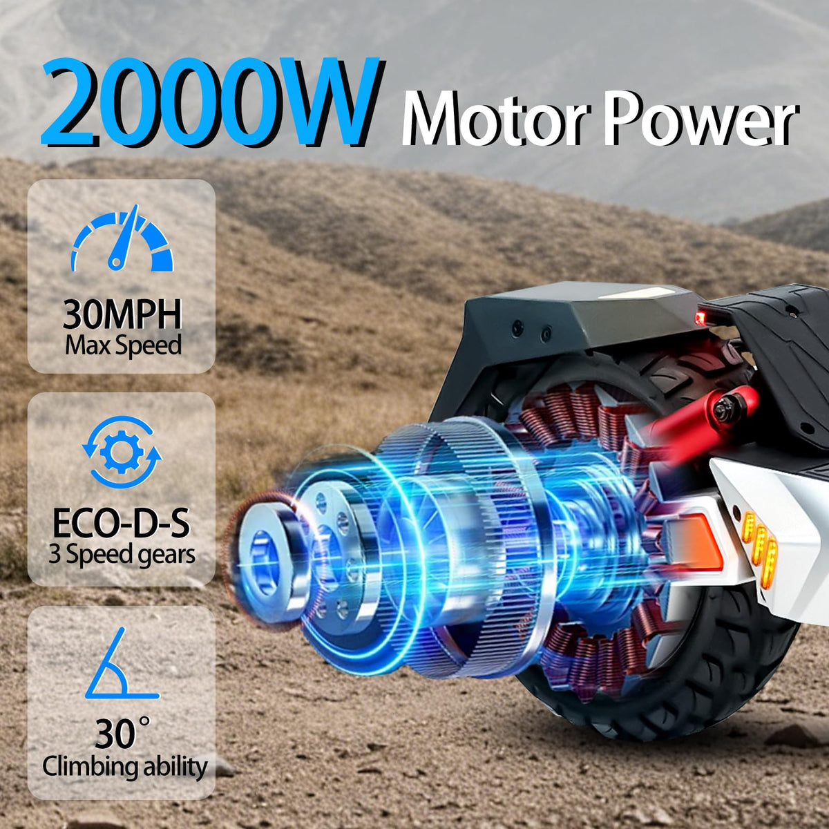 Electric Scooter 1600/4000/6000W Motor 50 Miles Range 10" Off Road Tire Folding E-Scooter with Detachable Seat N438