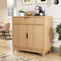 32" Fluted Oak Sideboard Buffet Cabinet with Storage N3339