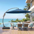 12FT Cantilever Round Umbrella with Base & Cover Navy Blue N110