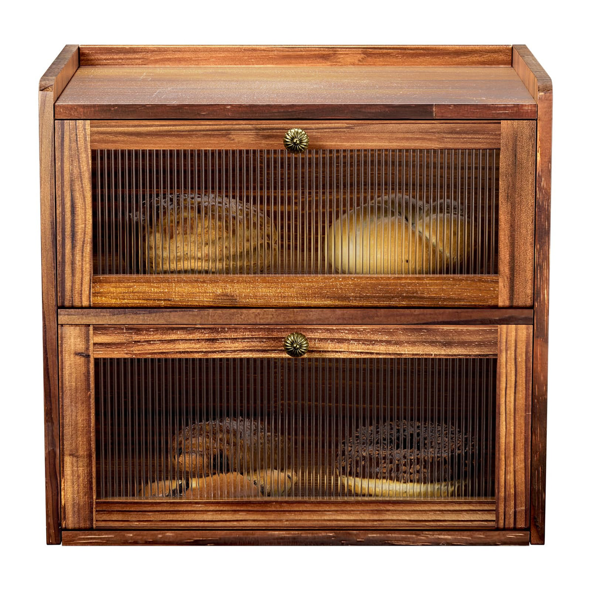 Wooden 2 Layer Bread Box with Window Q36220