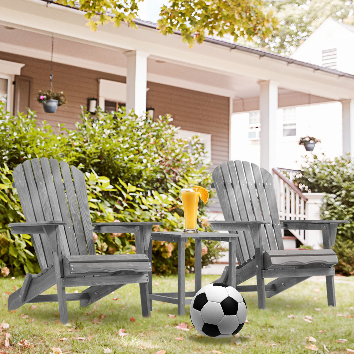 Wooden Folding Adirondack Chair Set of 2 Solid Cedar A106