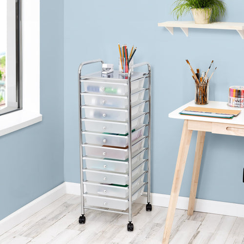 10 Drawer Rolling Storage Cart with Locking Wheels Q51289
