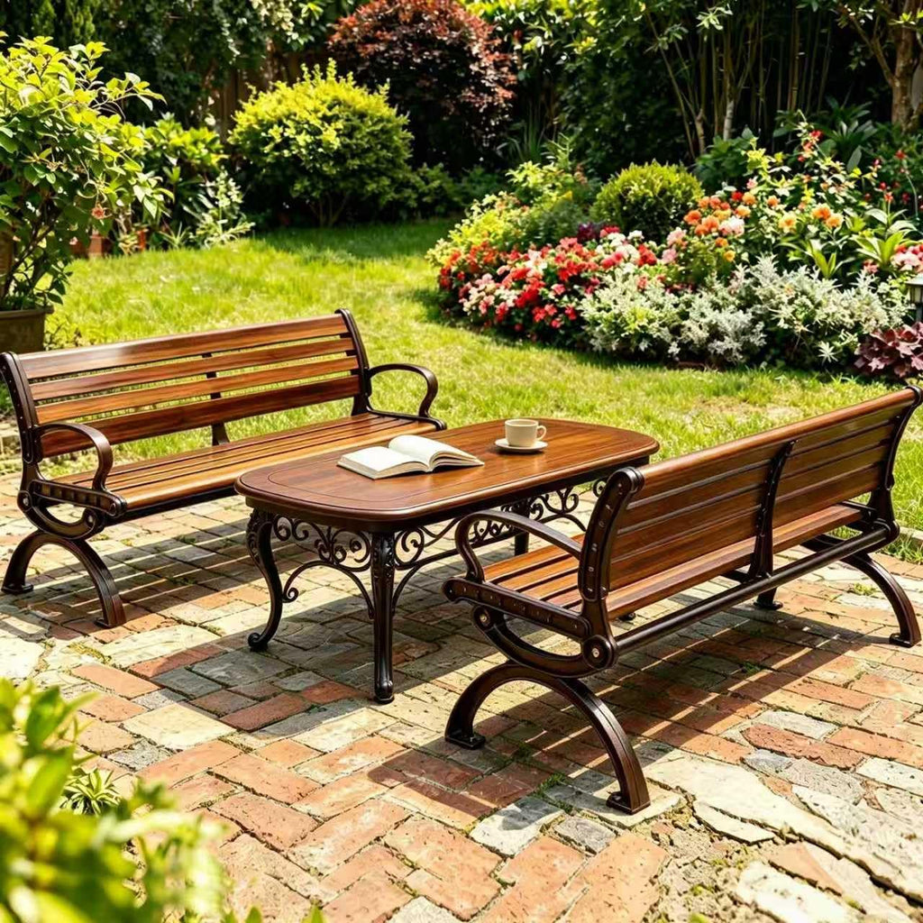 70" Aluminum Alloy Outdoor Bench with Armrest J772251
