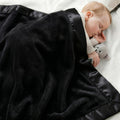 Fleece Baby Blanket with Satin Trim Black 30''x40'' W49664