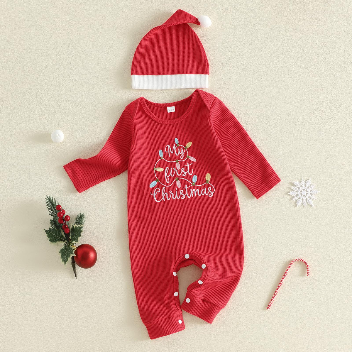 Baby Christmas Lights Romper + Santa Hat D573300