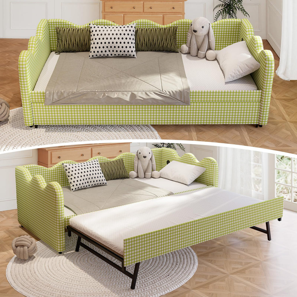 Twin Size Upholstered Daybed with Pop Up Trundle Q9329