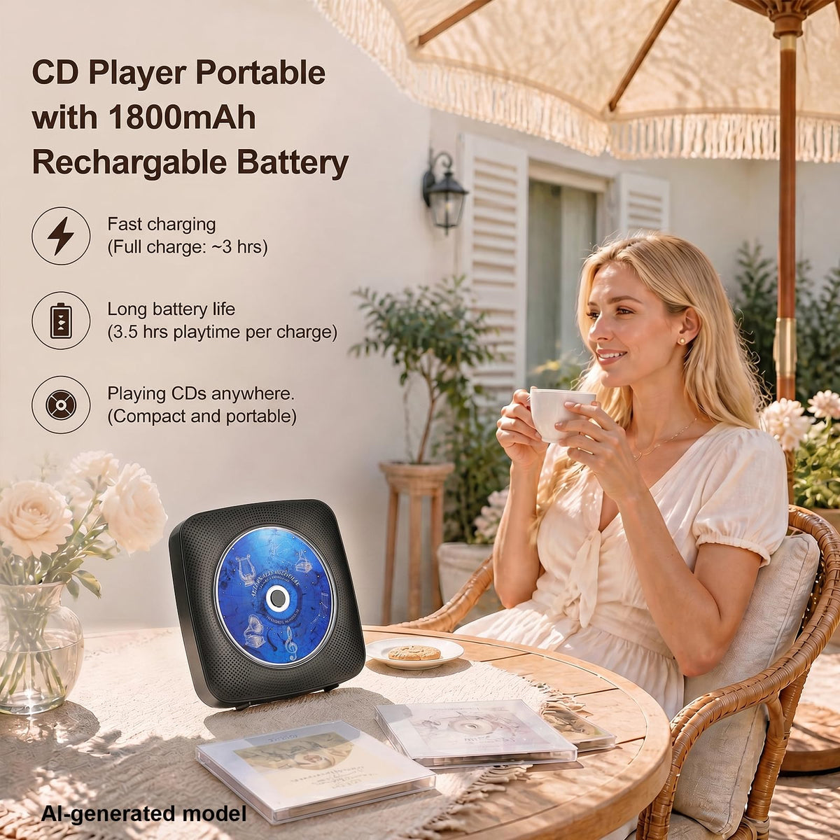 Portable Bluetooth CD Player S22734