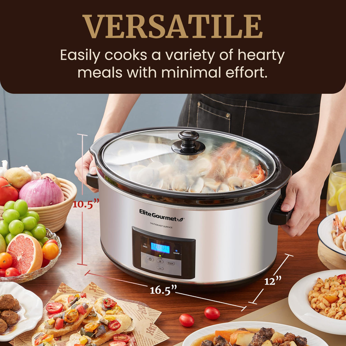 Digital 8.5 Qt Stainless Steel Slow Cooker T48000