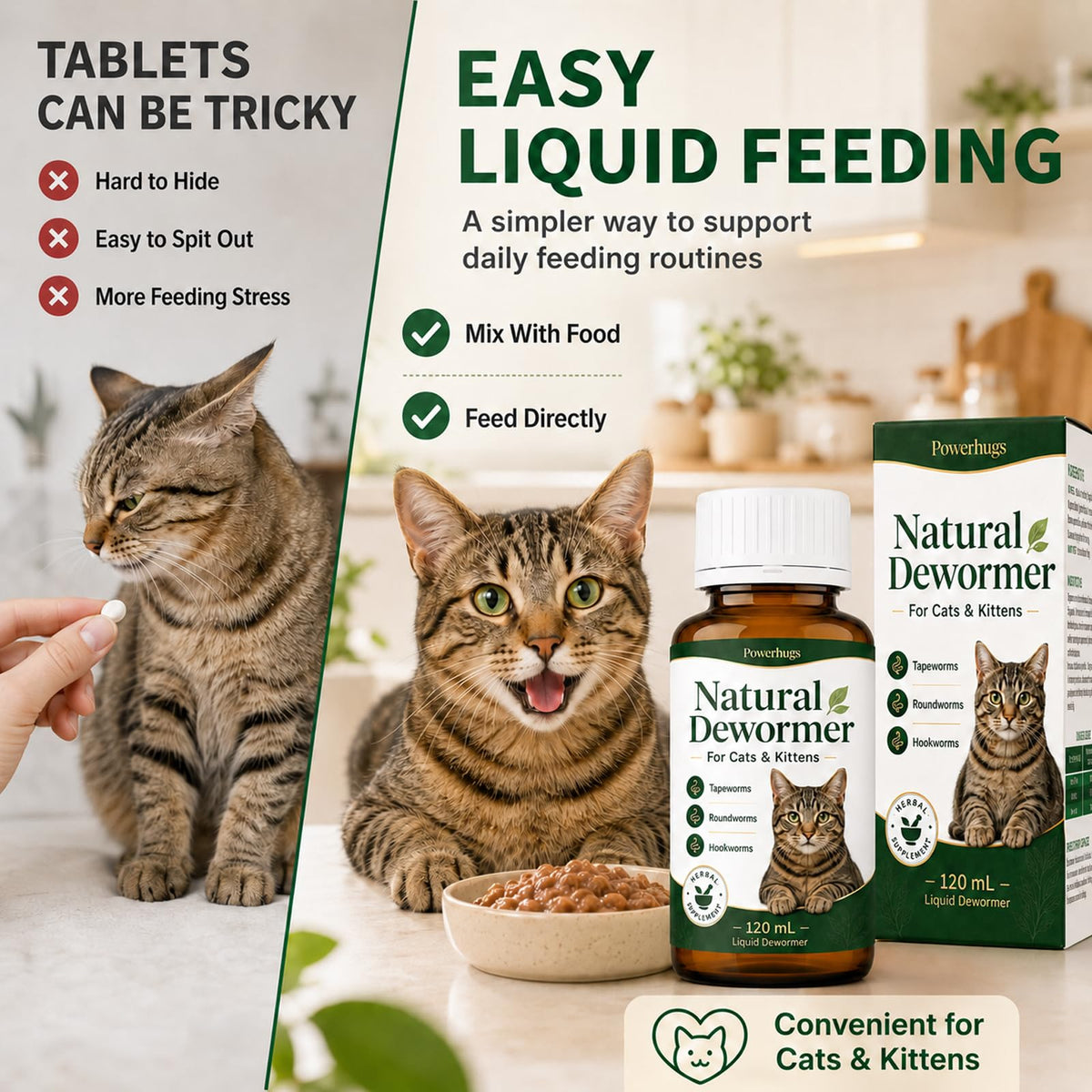 Broad Spectrum Cat Dewormer for Tapeworm, Roundworm & Hookworm U136