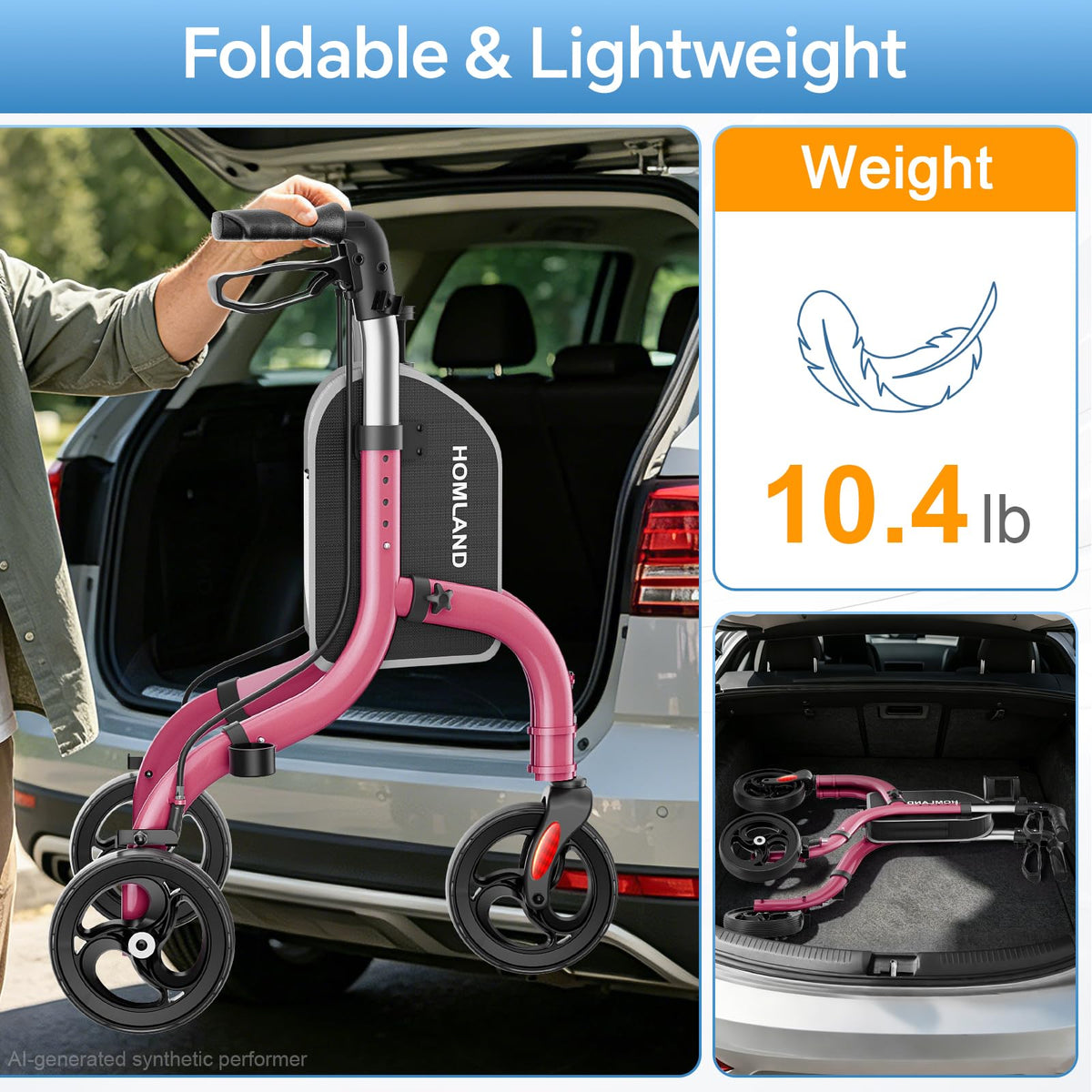 Foldable 3 Wheel Walkers Y308