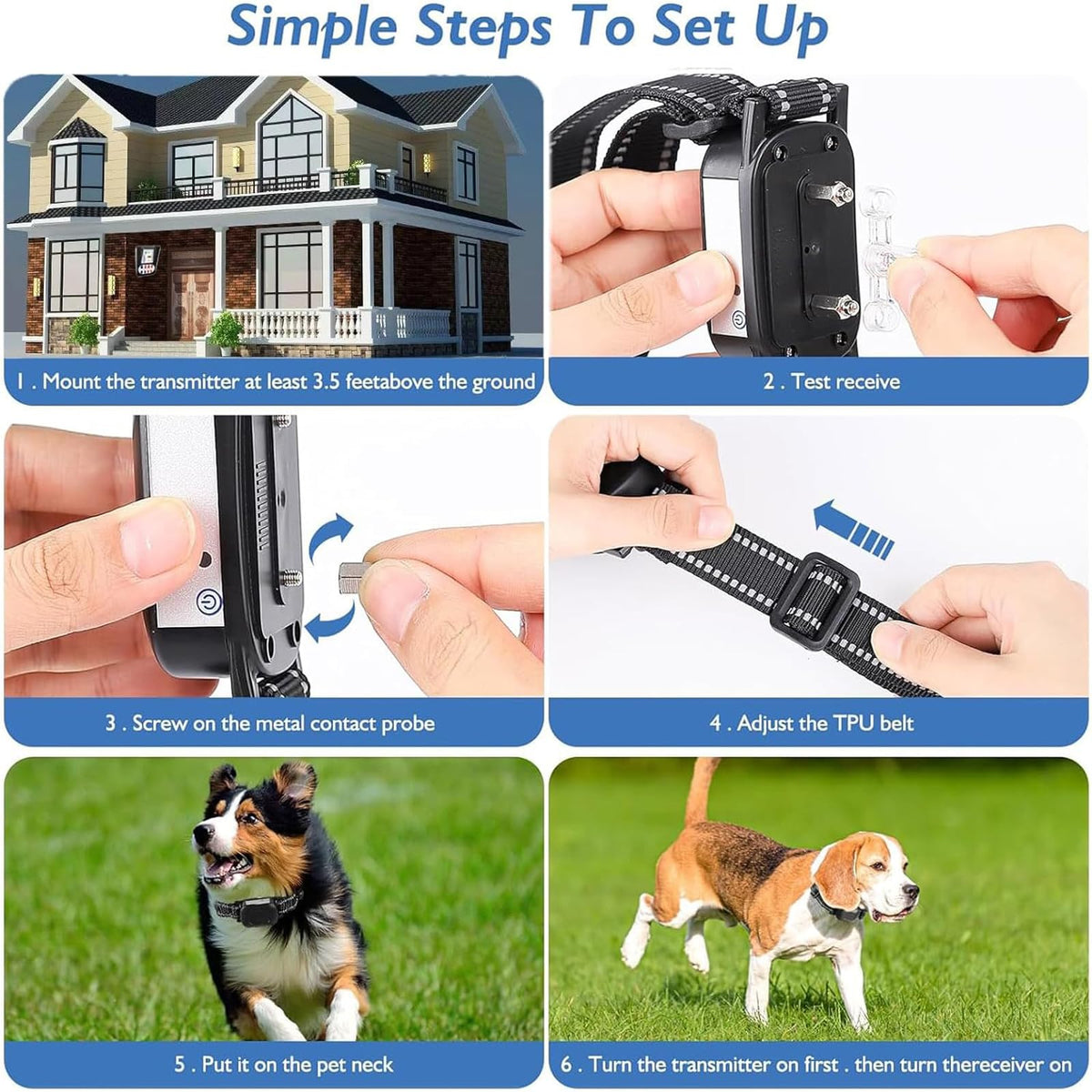 Wireless Electric Dog Fence & Training Collar 2-in-1, Waterproof Rechargeable, Up to 8 Acre E1469