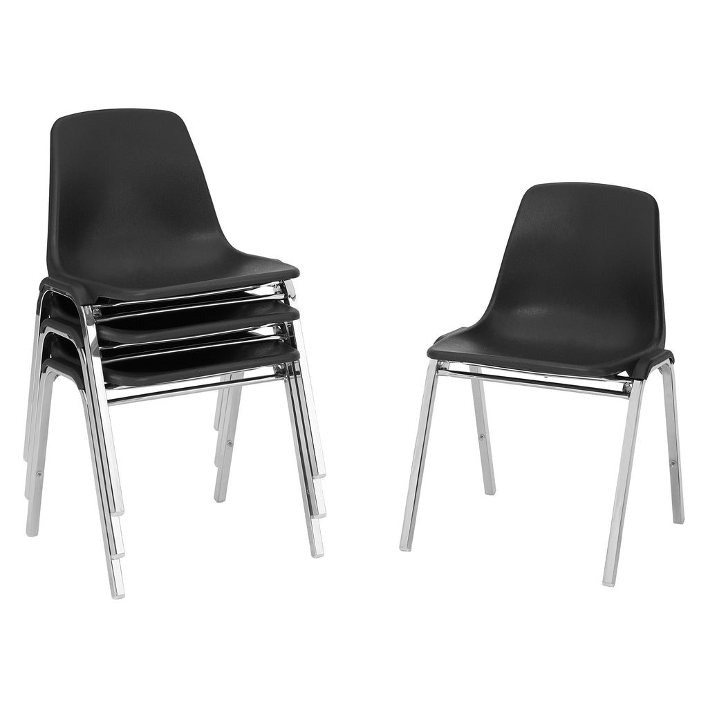 4 Pack Black Poly Shell Stacking Chair Y6179