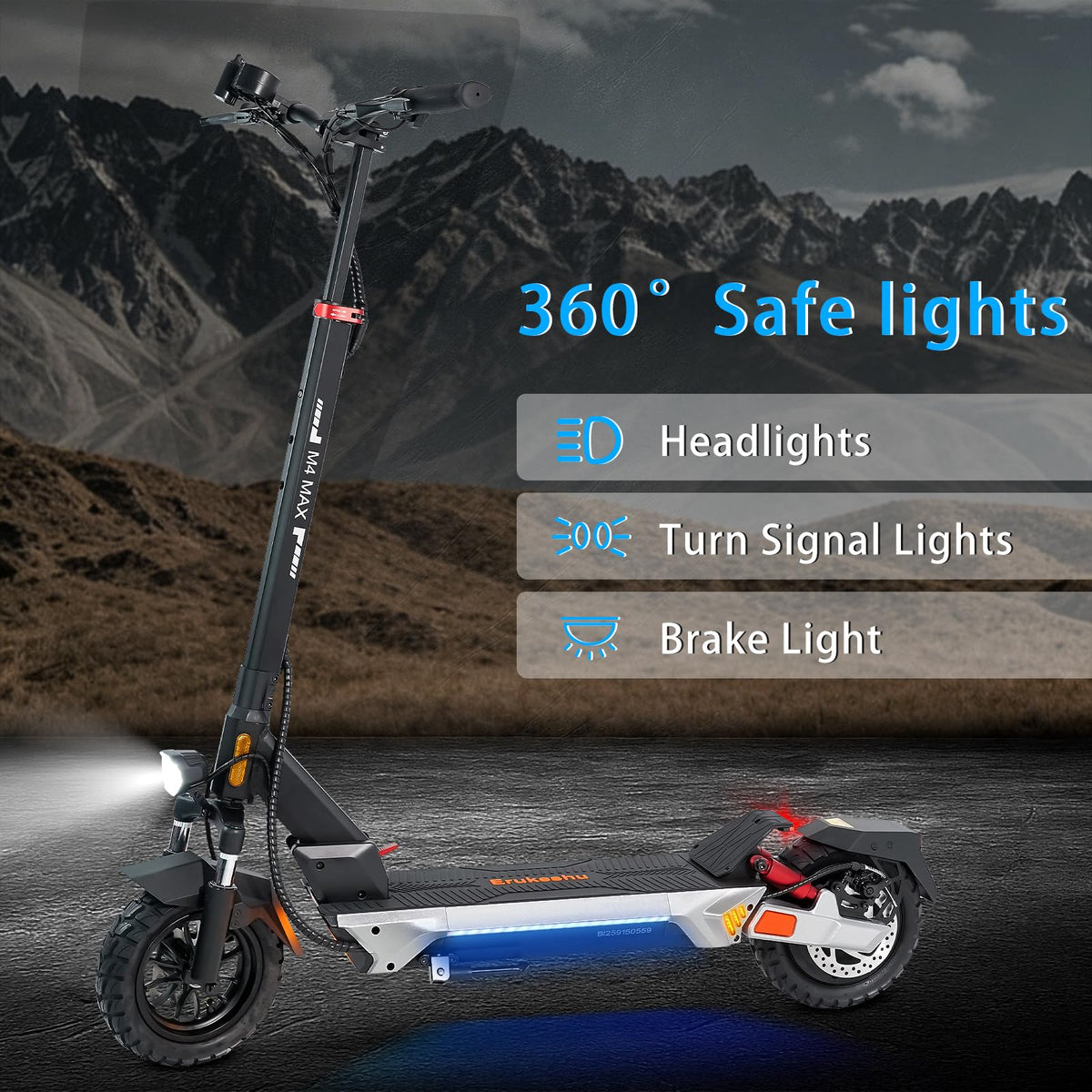Electric Scooter 1600/4000/6000W Motor 50 Miles Range 10" Off Road Tire Folding E-Scooter with Detachable Seat N438
