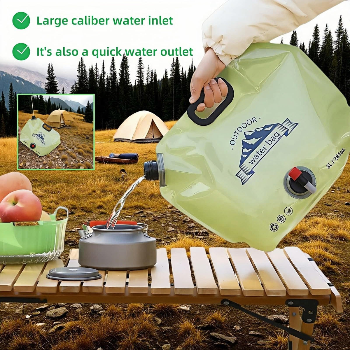 8L Collapsible BPA-Free Water Jug with Adjustable Faucet V127