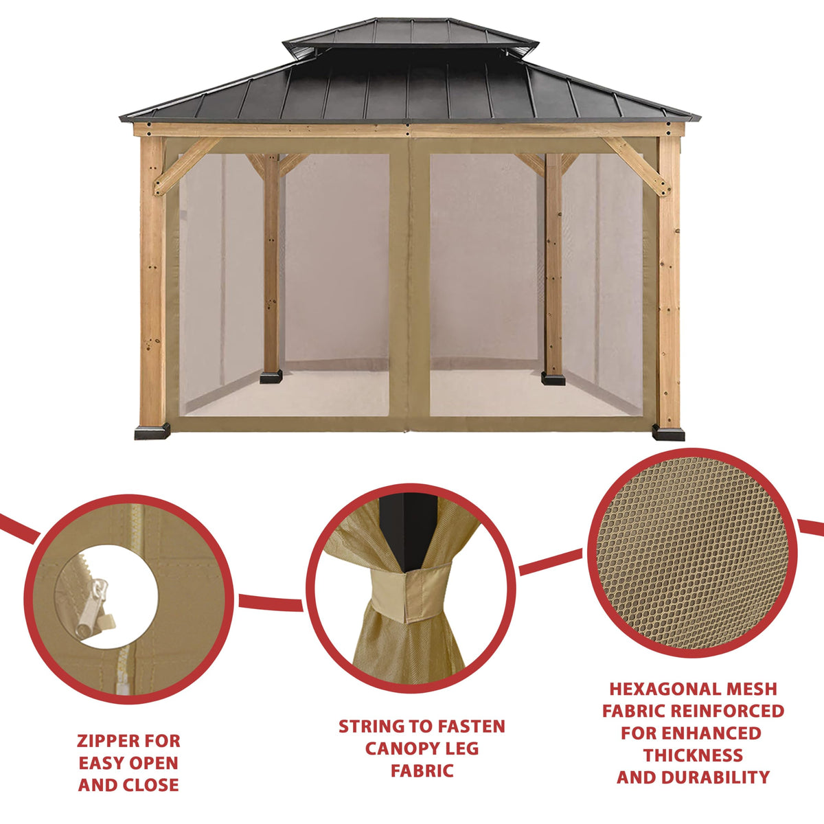 10' x 10' Gazebo Canopy Mosquito Netting Sidewalls N42242