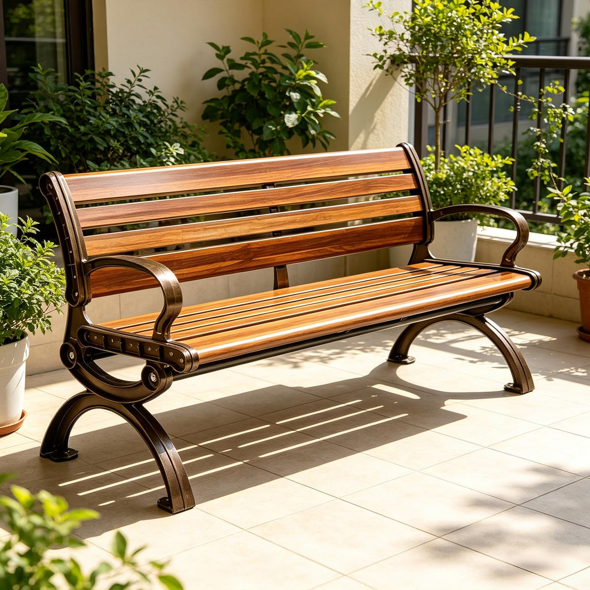 70" Aluminum Alloy Outdoor Bench with Armrest J772251