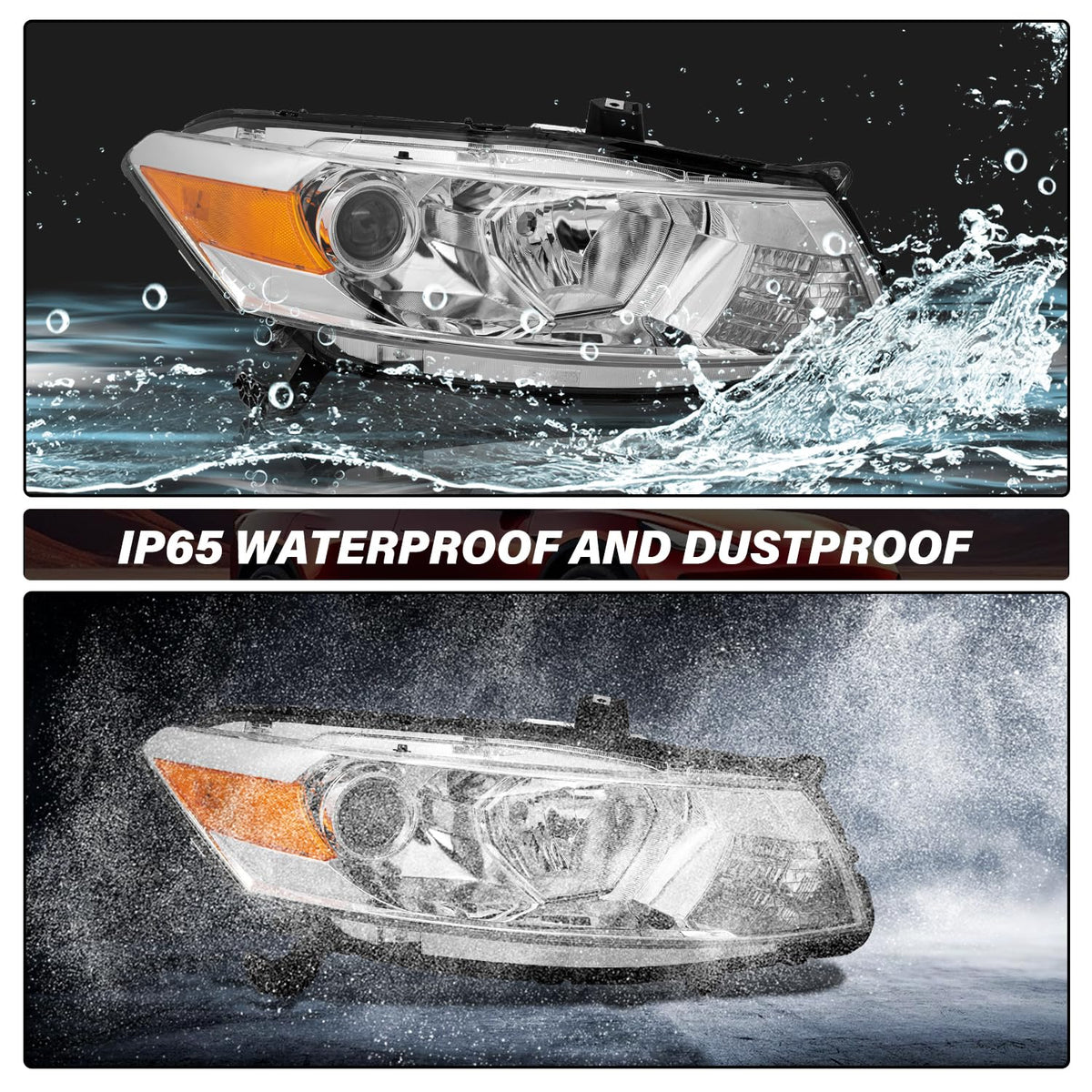 Headlight Assembly Replacement Chrome Housing with Amber Reflector H488518