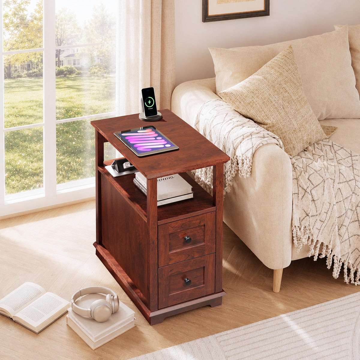 End Table with Charging Station & 2 Drawers H469343