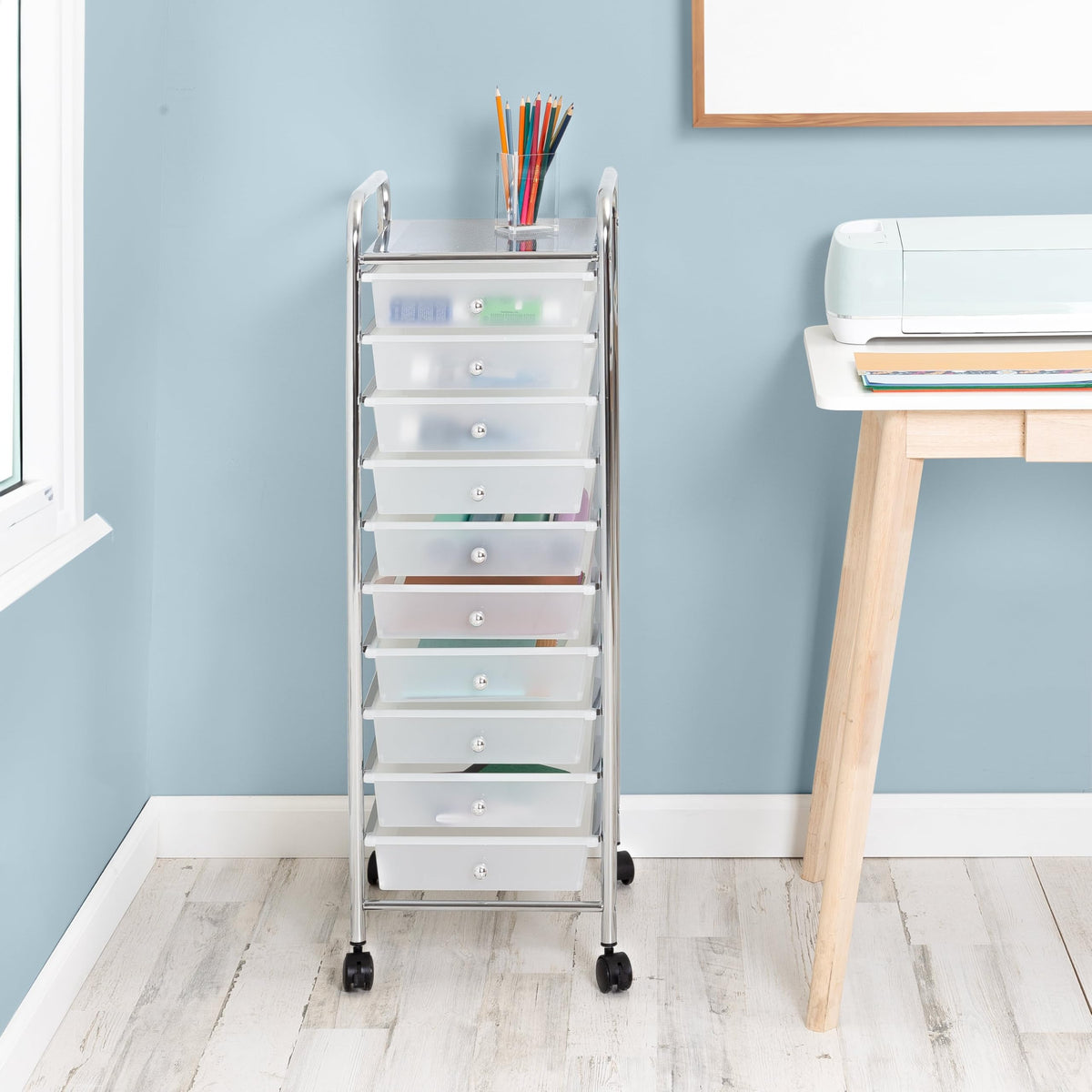 10 Drawer Rolling Storage Cart with Locking Wheels Q51289
