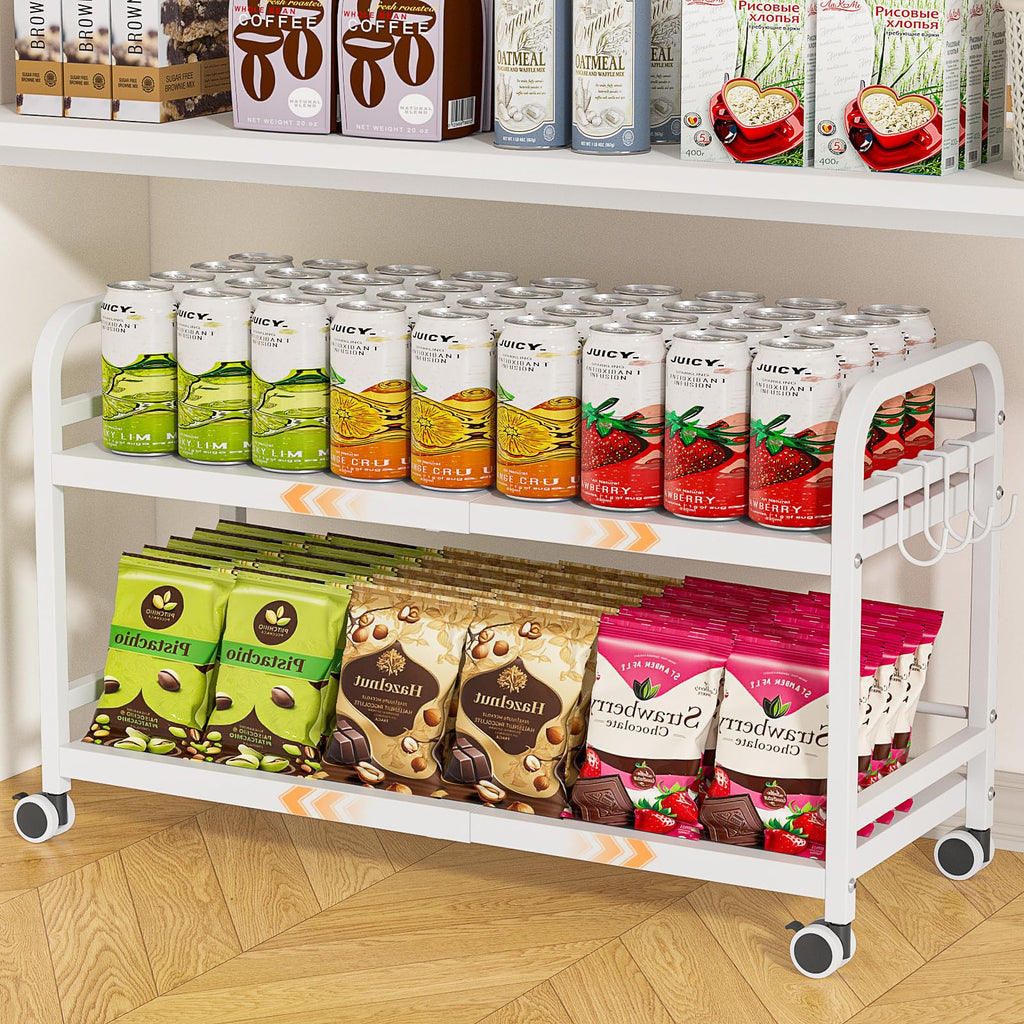 2-Tier Expandable Rolling Cart with Wheels J799