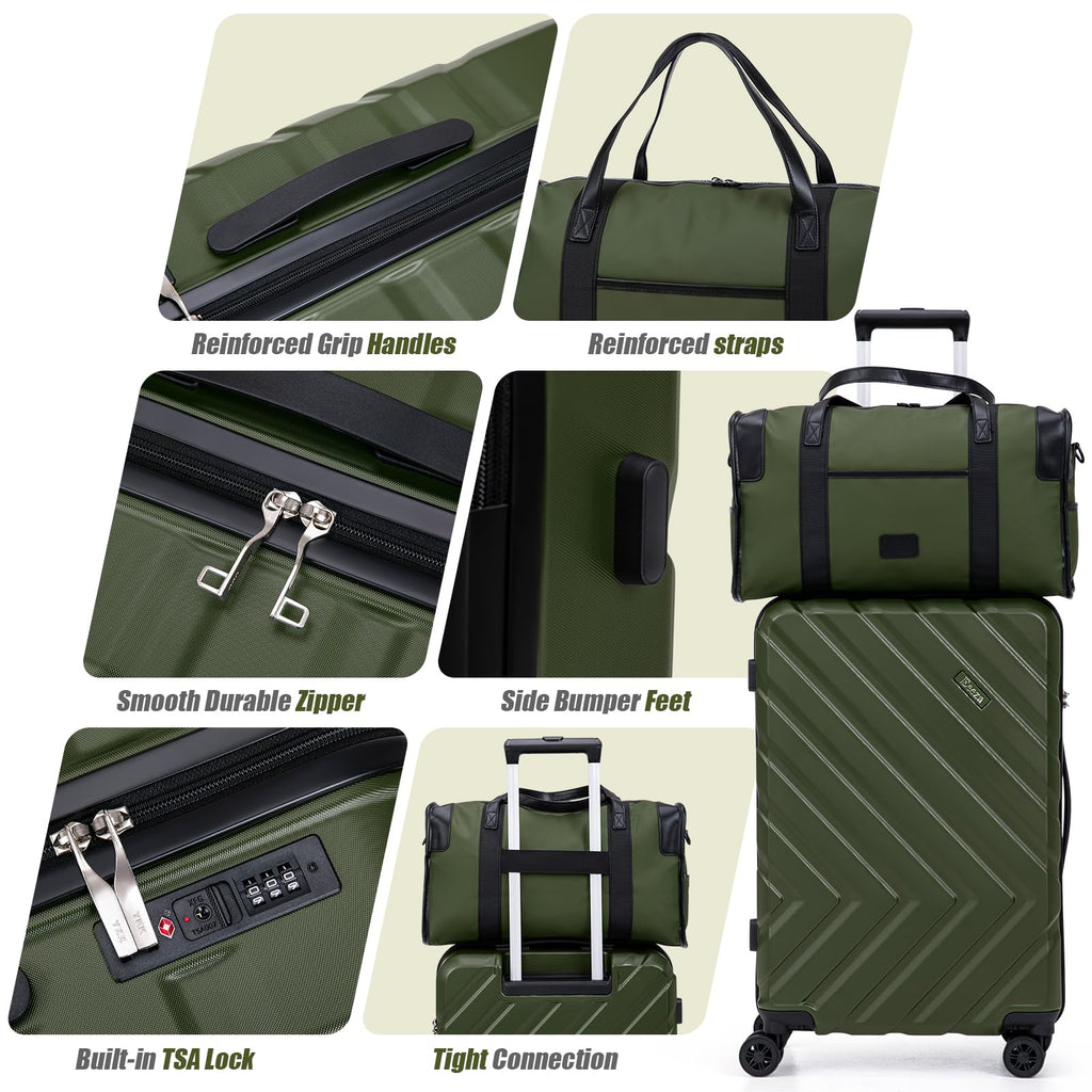 3 Piece White Carry On Luggage Set E856513