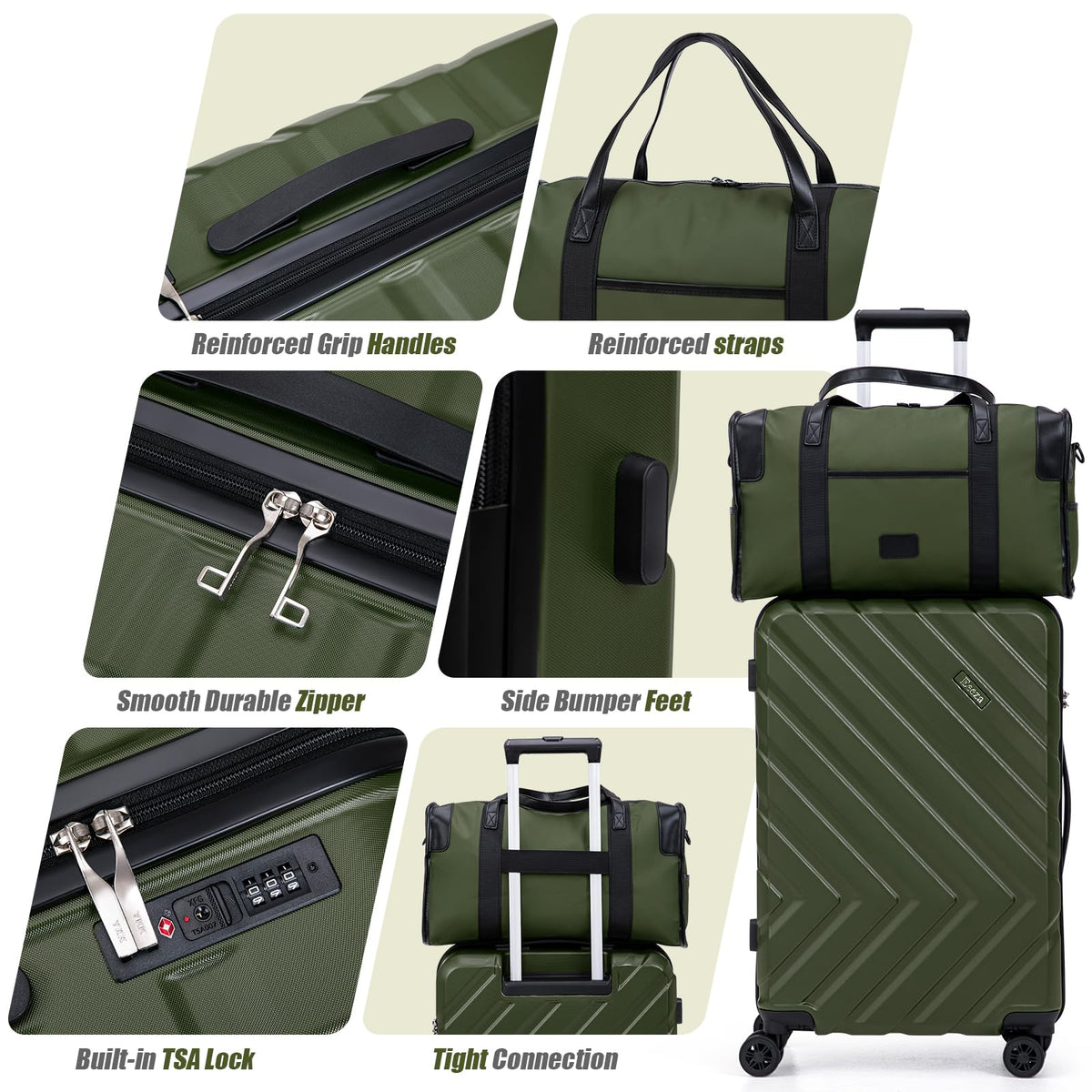 3 Piece White Carry On Luggage Set E856513