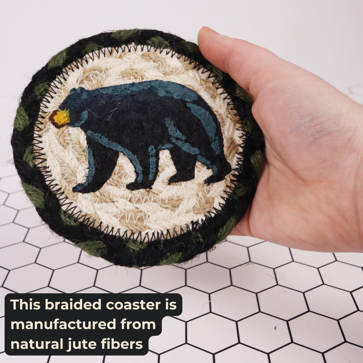 Black Braided Jute Drink Coasters Set of 2 L96504