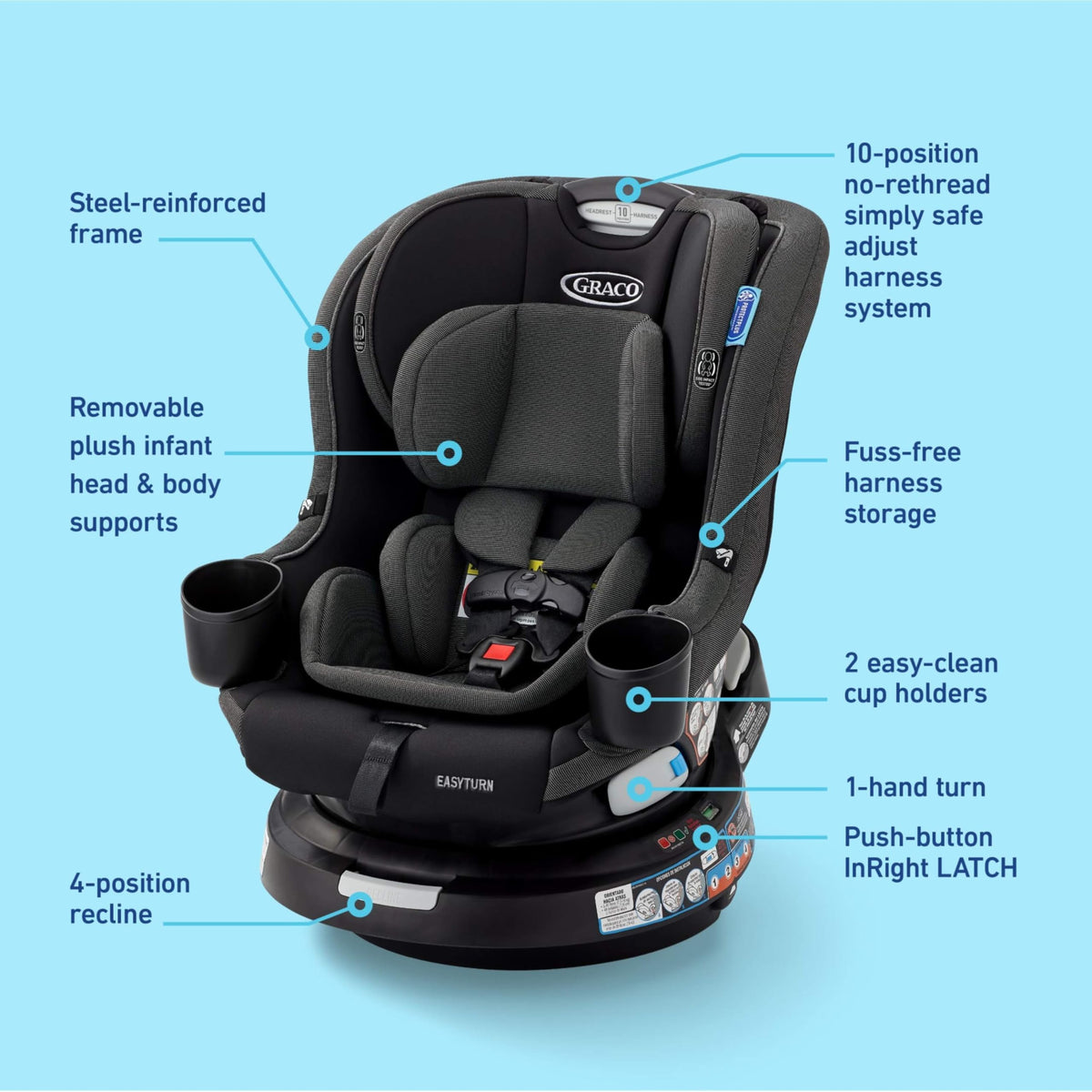 2-in-1 Rotating Convertible Car Seat A587209