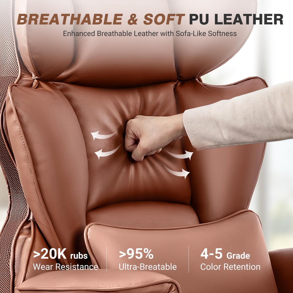 Big and Tall Leather Office Chair with Footrest D198