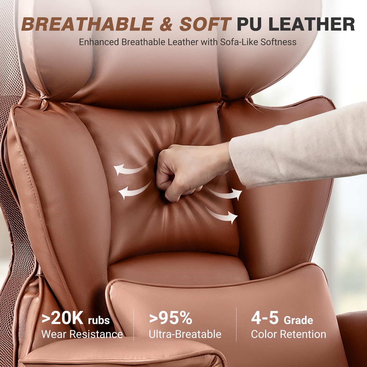 Big and Tall Leather Office Chair with Footrest D198