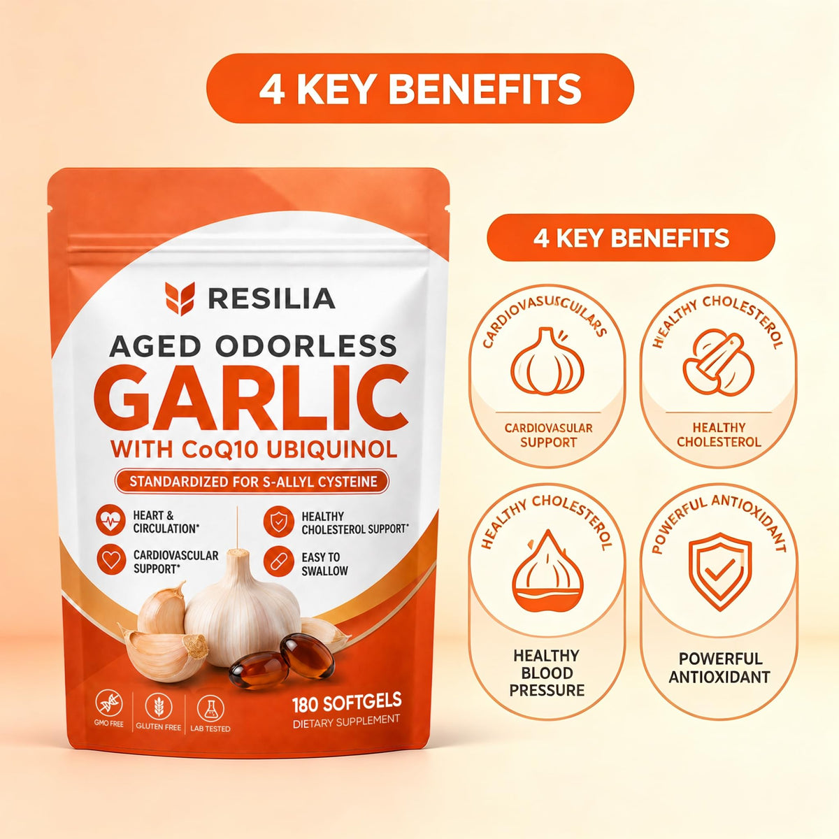 Aged Garlic Supplement 180 Softgels 1200mg M831