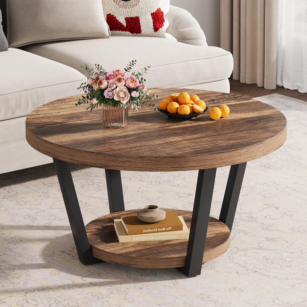 32'' Round Coffee Table with Storage B8656