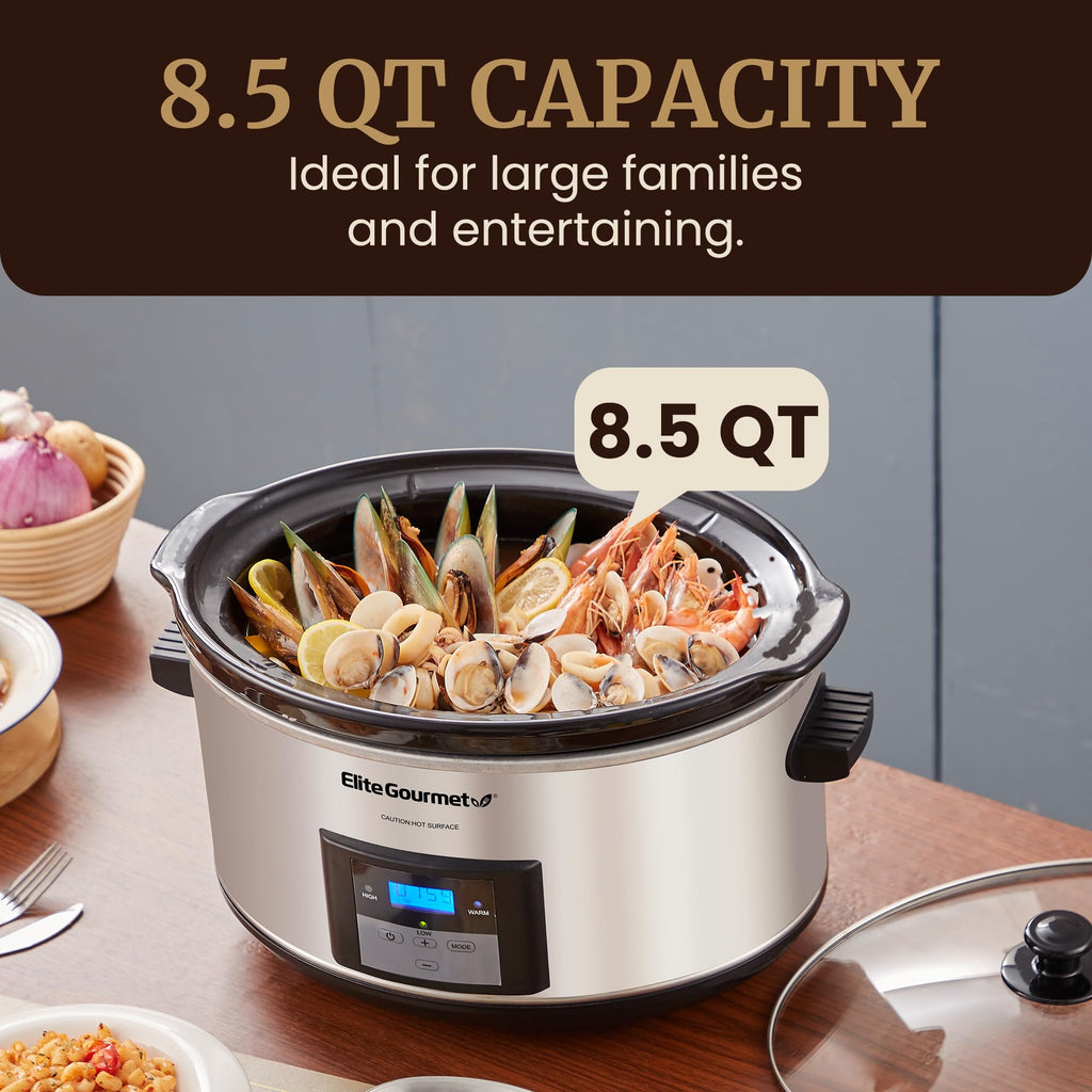 Digital 8.5 Qt Stainless Steel Slow Cooker T48000