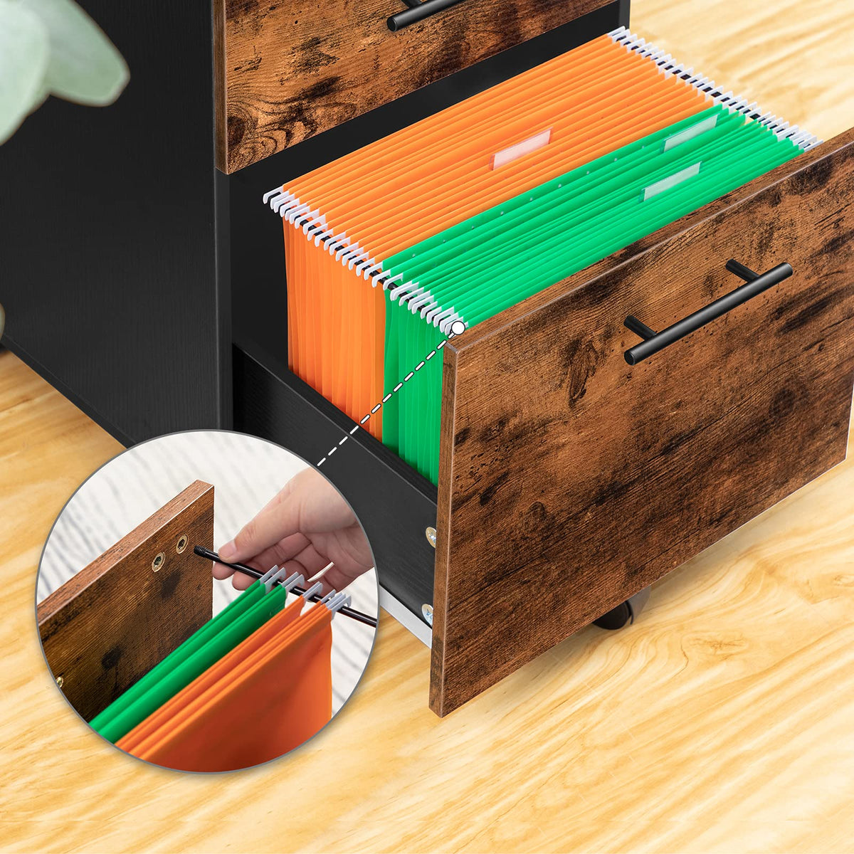 3 Drawer Wood File Cabinet Q5441