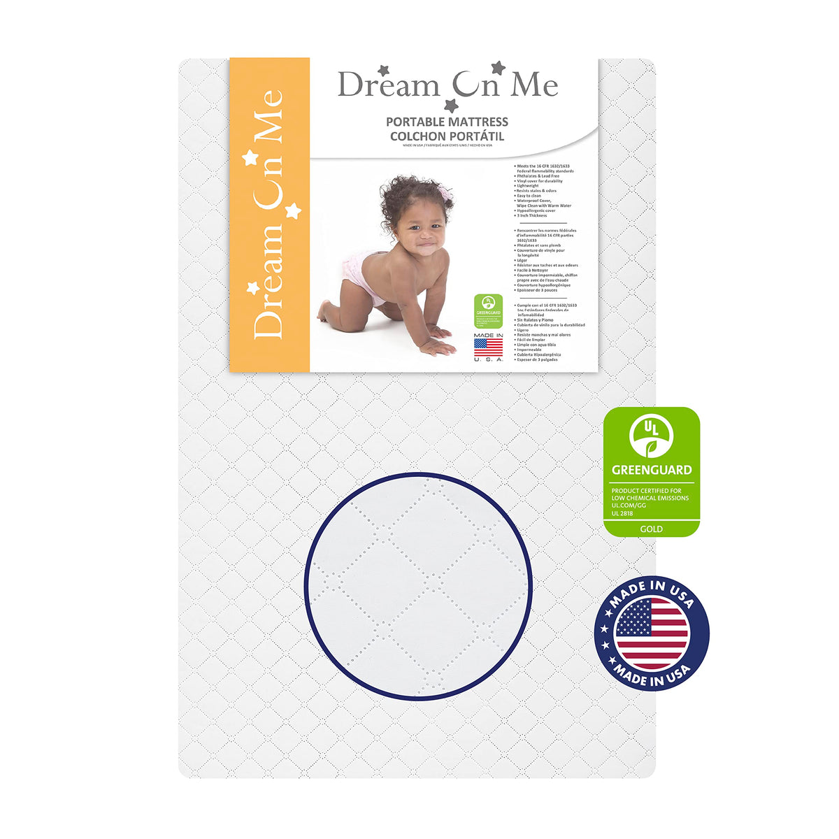 Cool Grey 2 in 1 Folding Portable Crib with 3” Fiber Mattress C74693