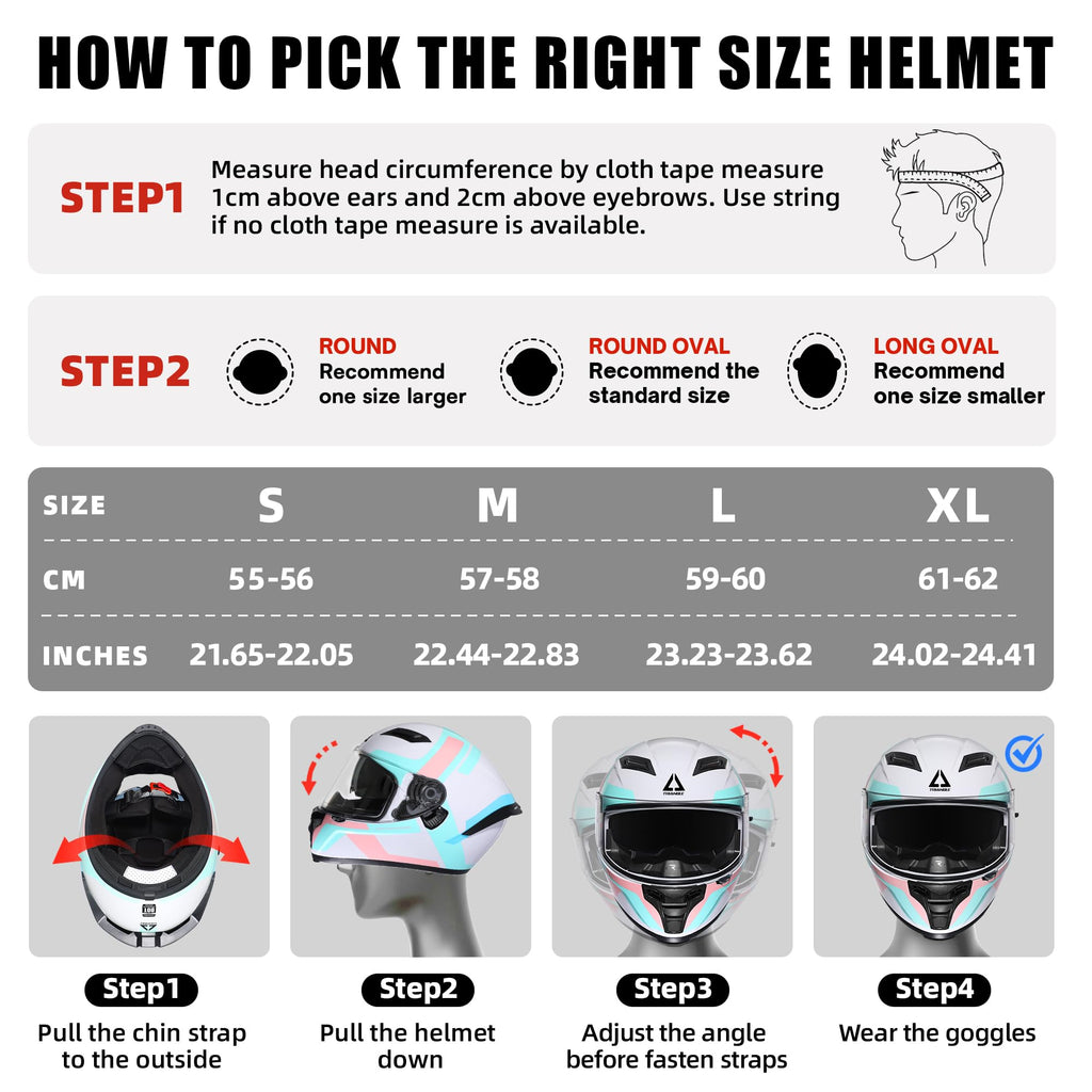 Full Face Motorcycle Helmet Dual Visor W1774