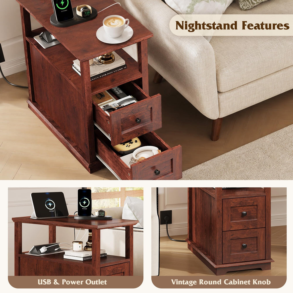 End Table with Charging Station & 2 Drawers H469343