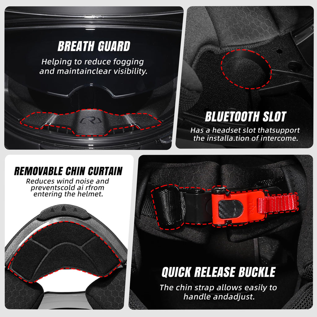 Full Face Motorcycle Helmet Dual Visor W1774