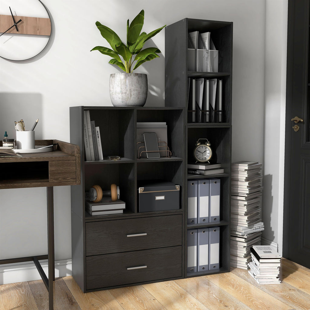 Black 4-Cube Stackable Wood Storage Organizer Shelves Y757