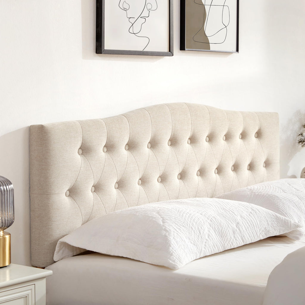 Beige Queen Size Tufted Headboard C6535