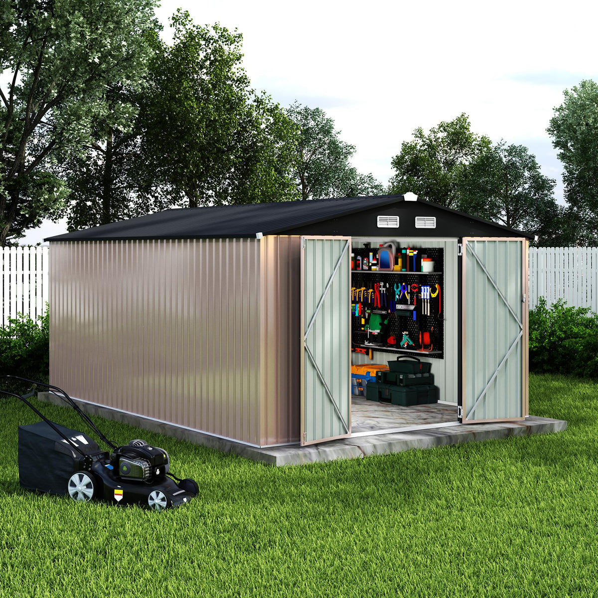 10x14 ft Metal Outdoor Storage Shed B300