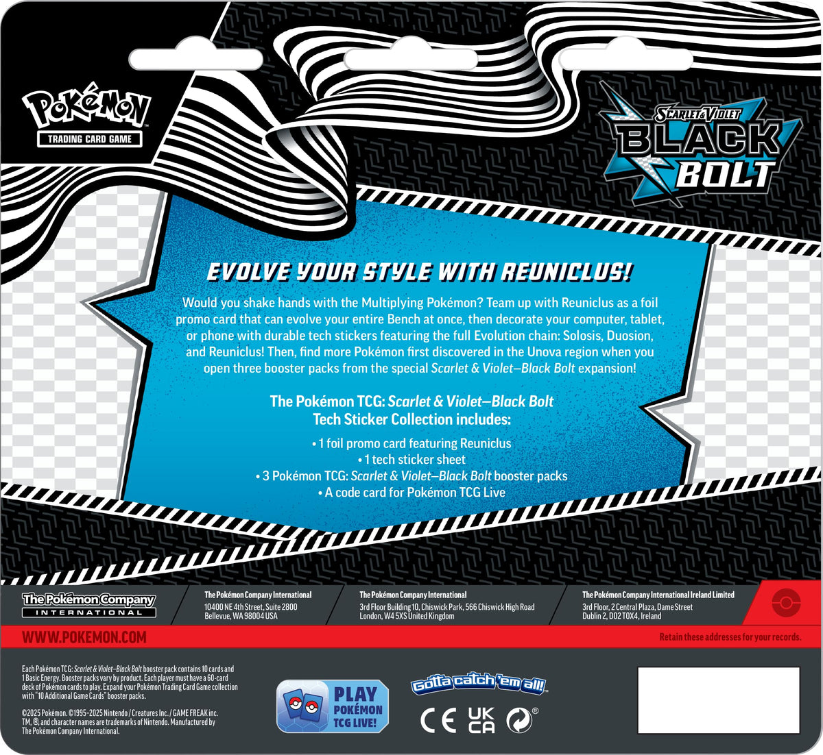 Pokemon TCG Black Bolt Tech Sticker Blister Z3785